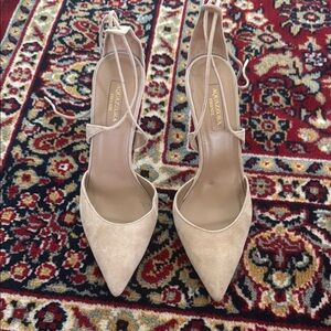 Aquazzura Cream Stiletto Heels with Ankle Strap